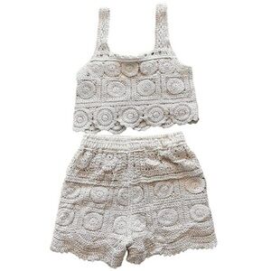 Rebellion Size S Crochet Crop Top and Shorts Set NWT